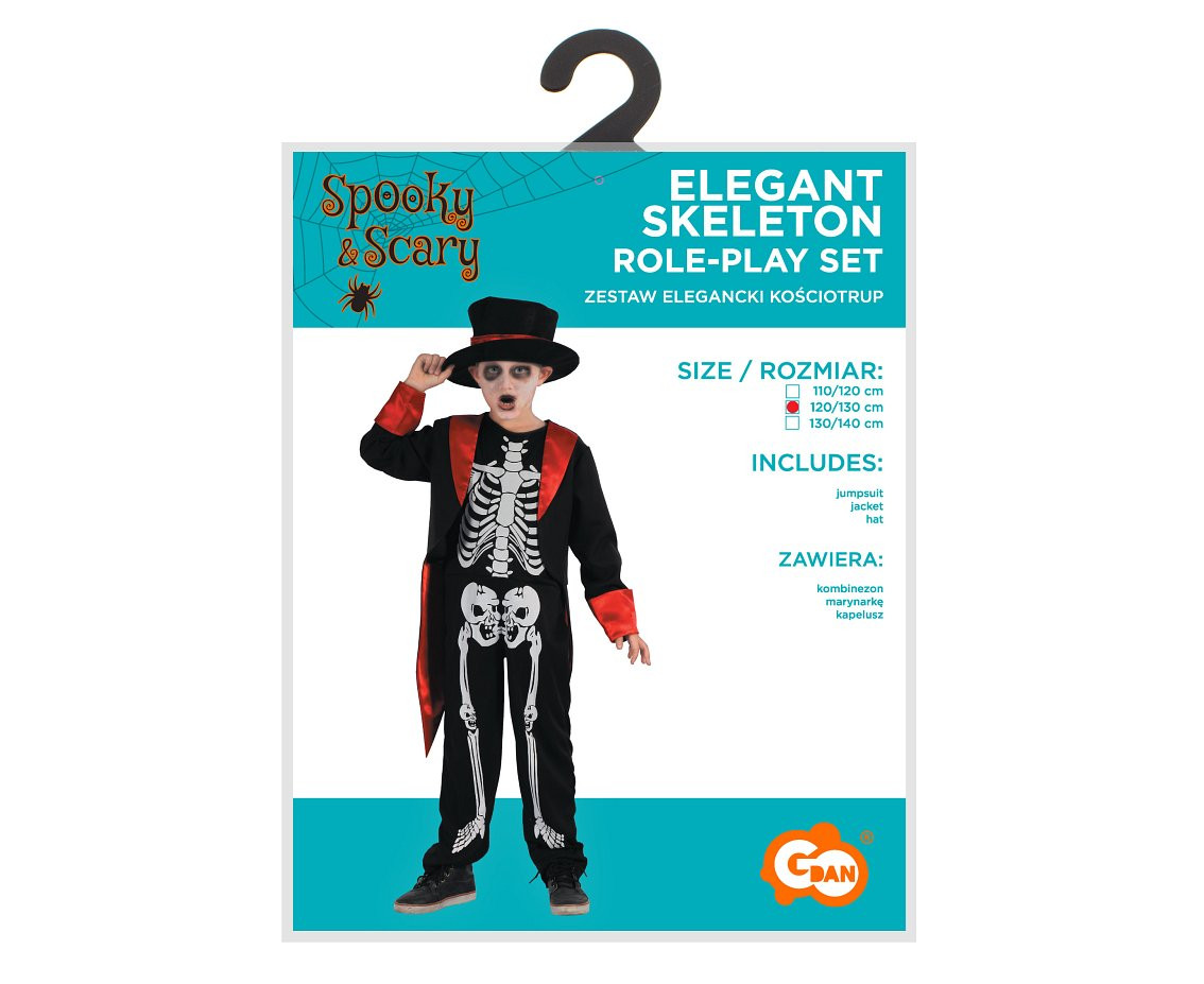 Role play-set for child Elegant Skeleton (jumpsuit, jacket, hat), size 120/130 cm