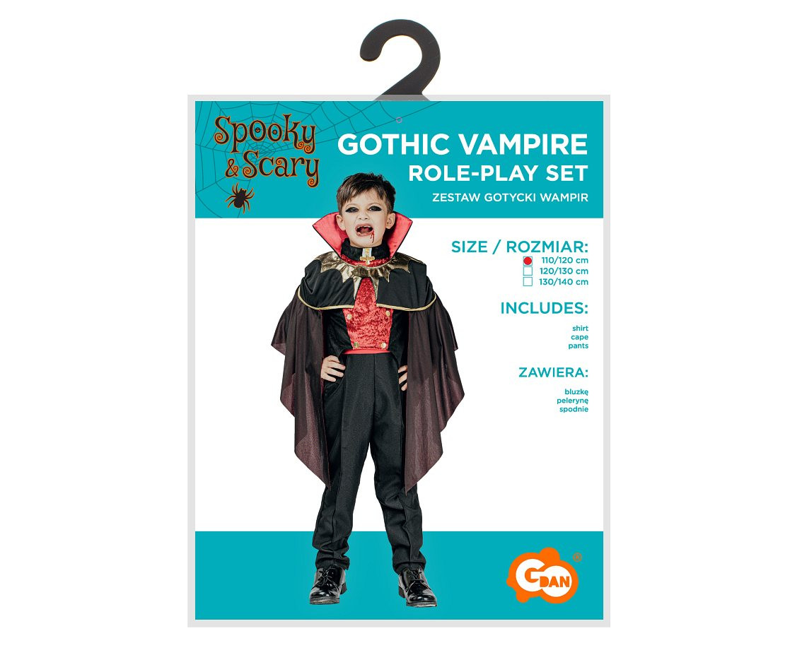 Role play-set for child Gothic Vampire (shirt, cape, pants), size 110/120 cm EOL