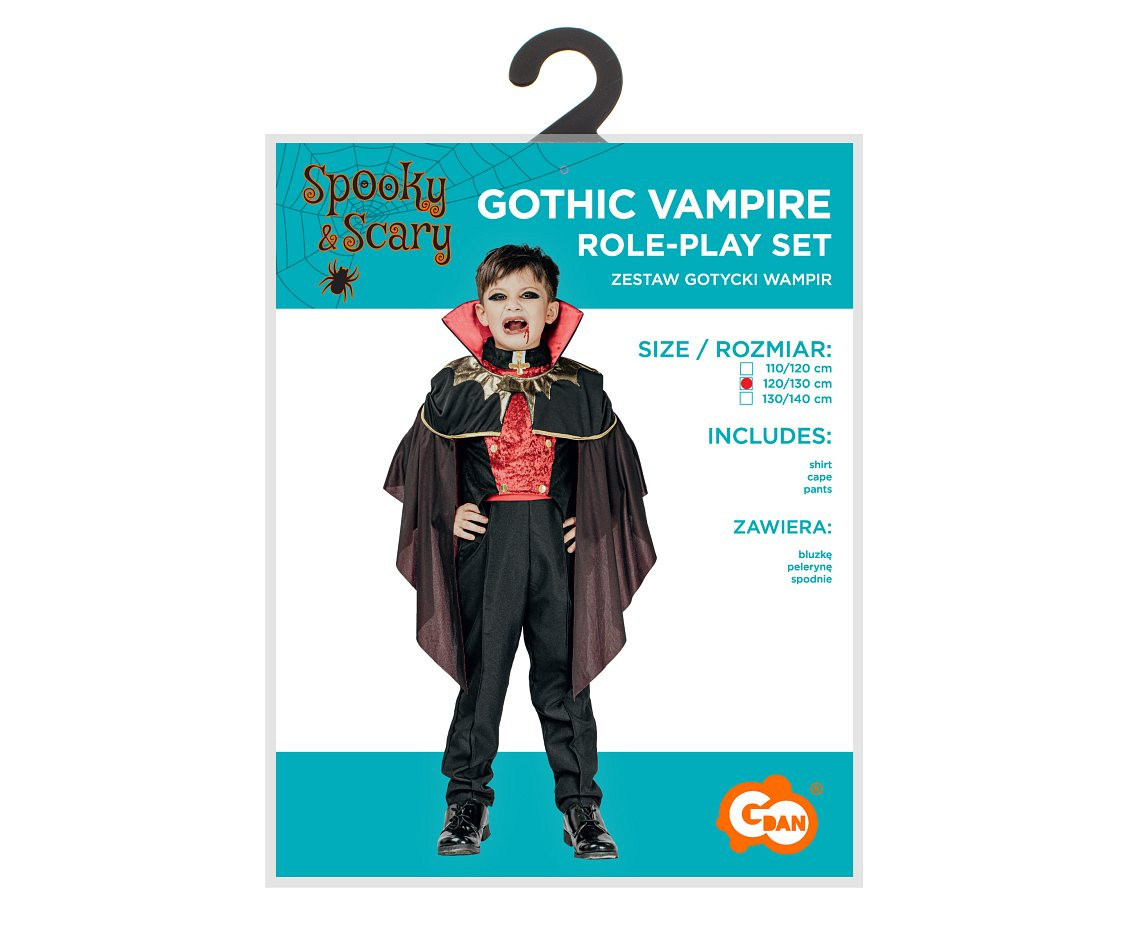 Role play-set for child Gothic Vampire (shirt, cape, pants), size 120/130 cm
