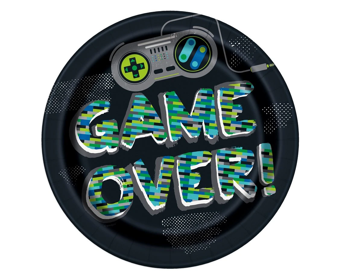 Paper plates GAME OVER 9", 8 pcs