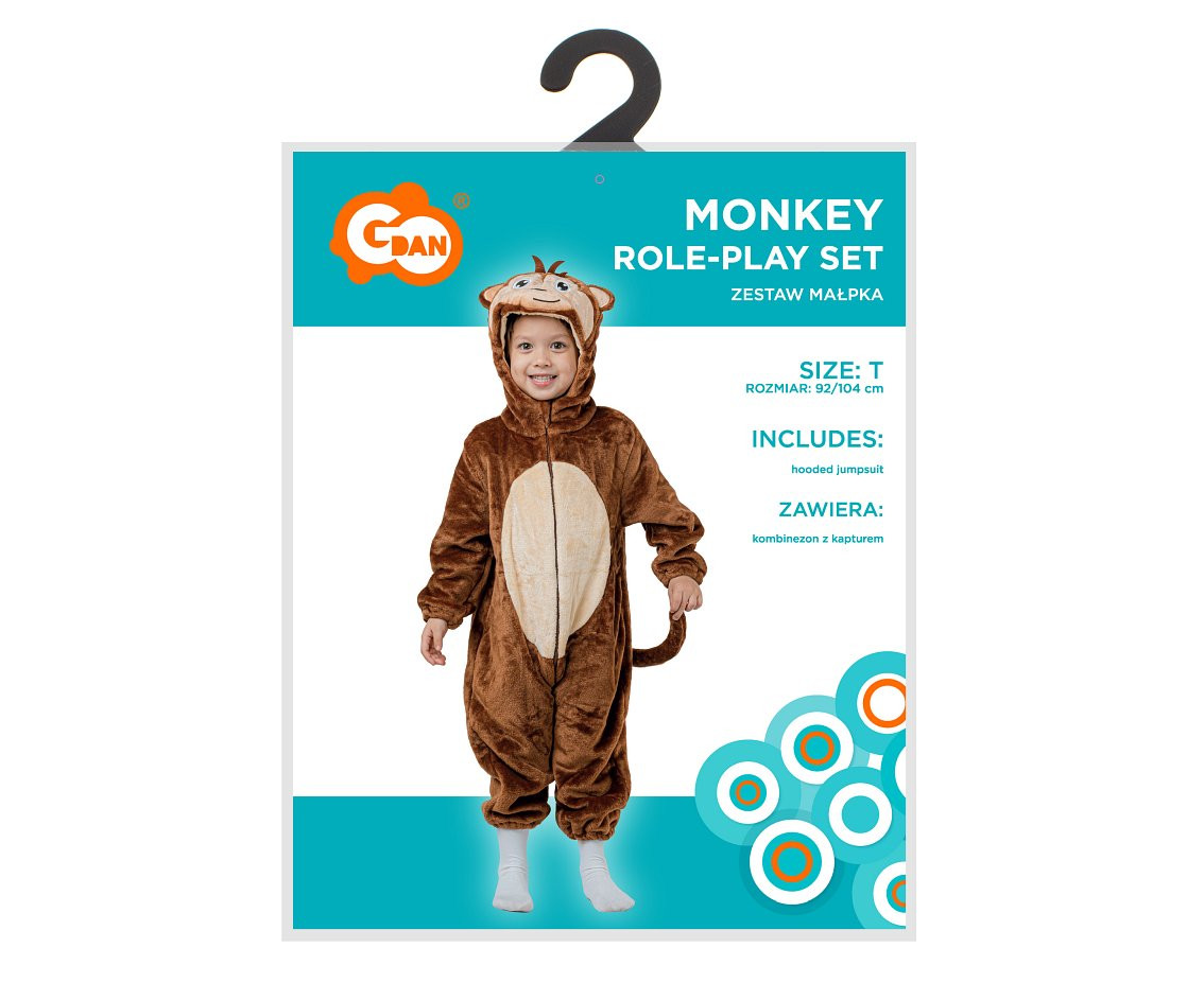 Costume for child Monkey (Hooded jumpsuit), size 92/104 cm