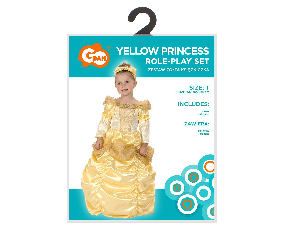Role play-set for child Yellow Princess (dress, hairband), size 92/104 cm