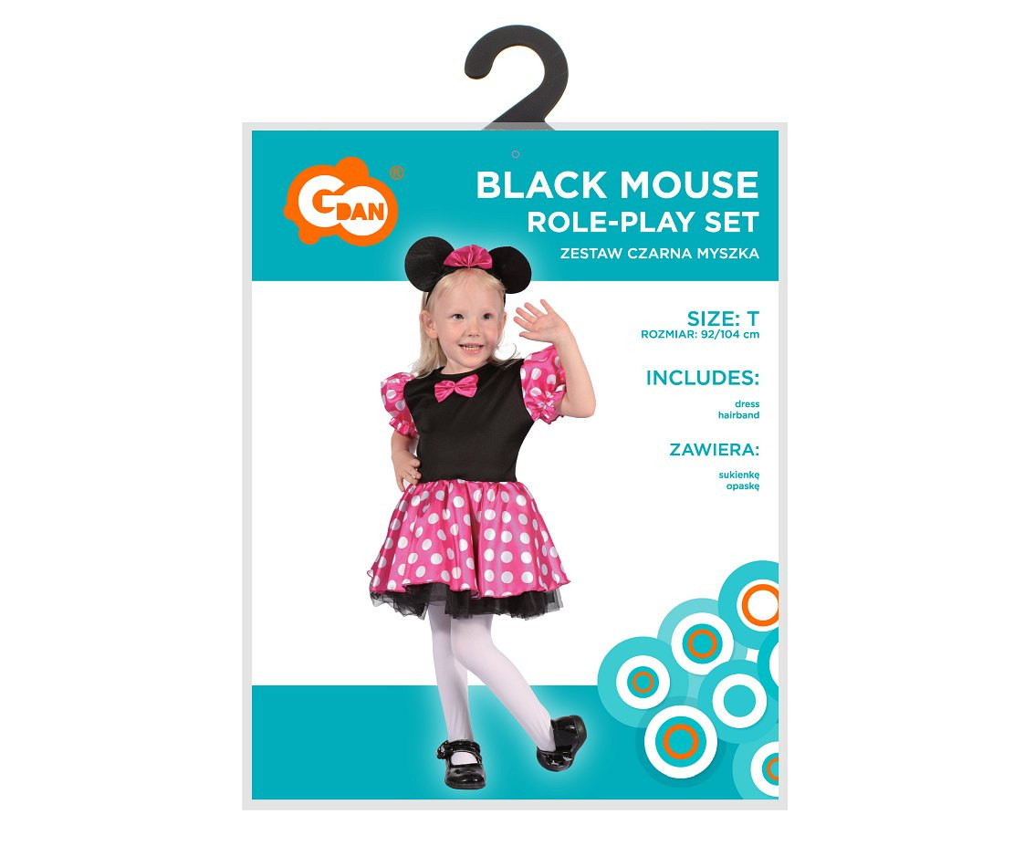 Role play-set for child Black Mouse (dress, hairband), size 92/104 cm