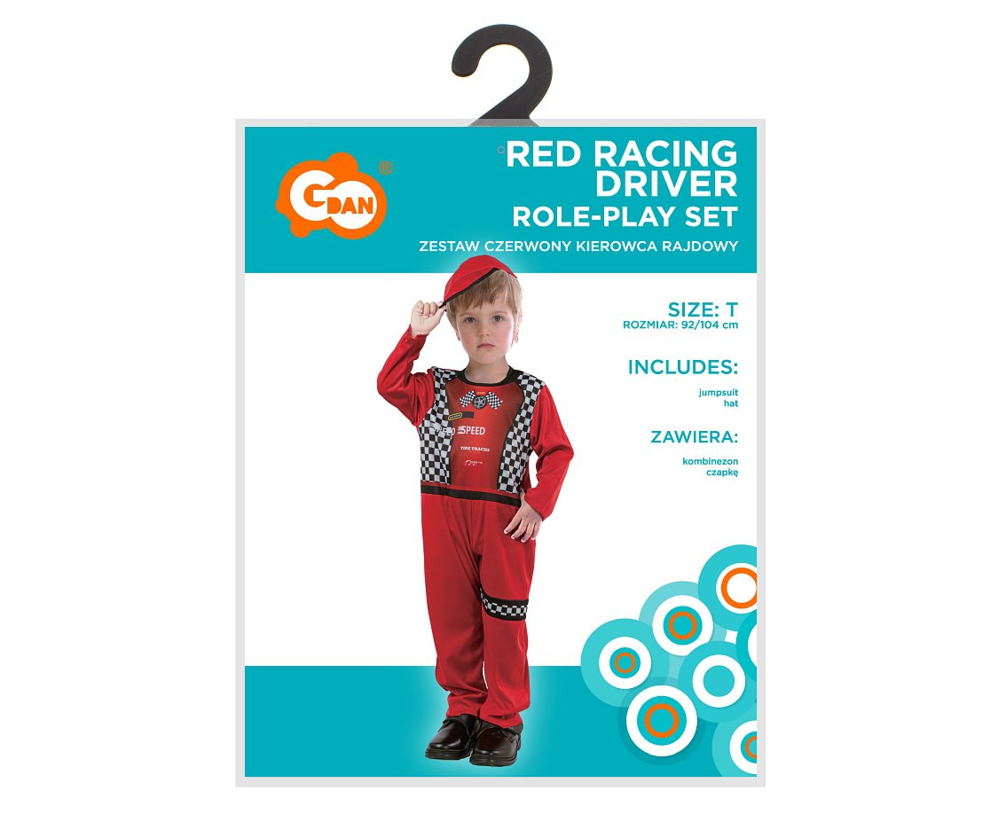Role play-set for child Red Racing Driver (jumpsuit, hat), size 92/104 cm