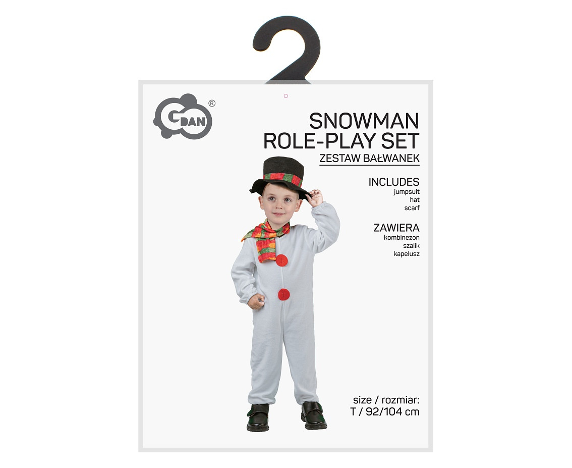 Role play-set for child Snowman (jumpsuit, hat, scarf), size 92/104 cm