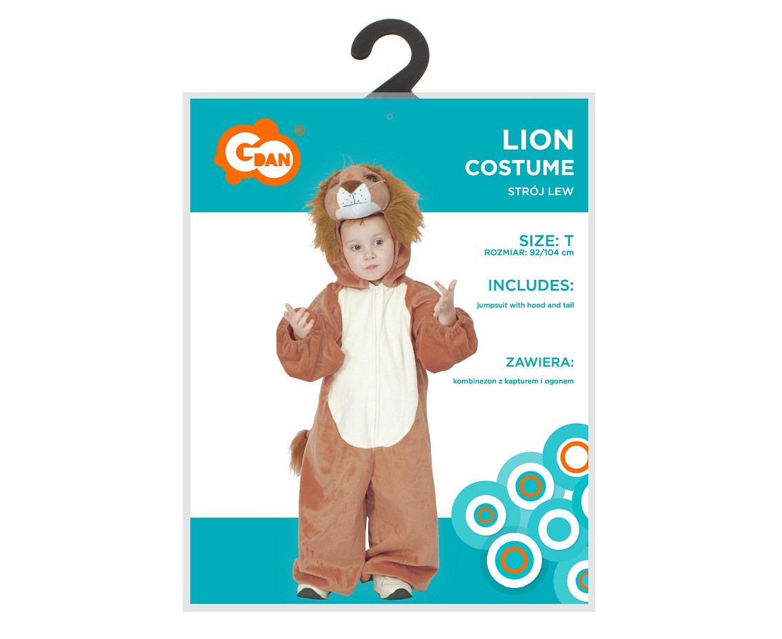 Costume for child Lion (jumpsuit with hood and tail), size 92/104 cm