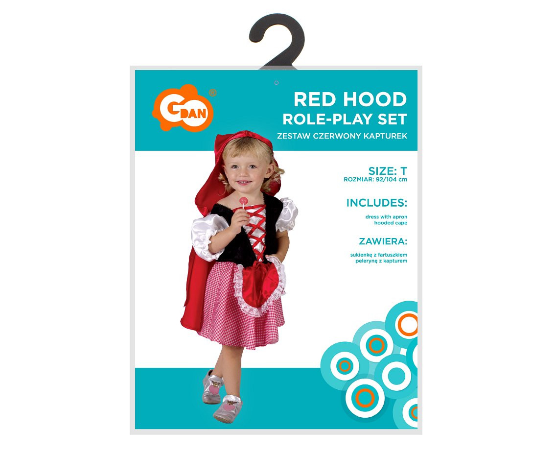 Role play-set for child Red Hood (dress with apron, hooded cape), size 92/104 cm