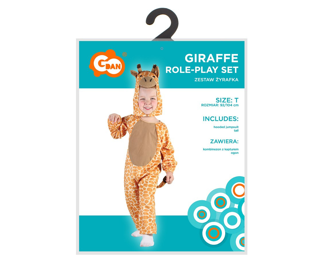 Role play-set for child Giraffe (hooded jumpsuit, tail), size 92/104 cm