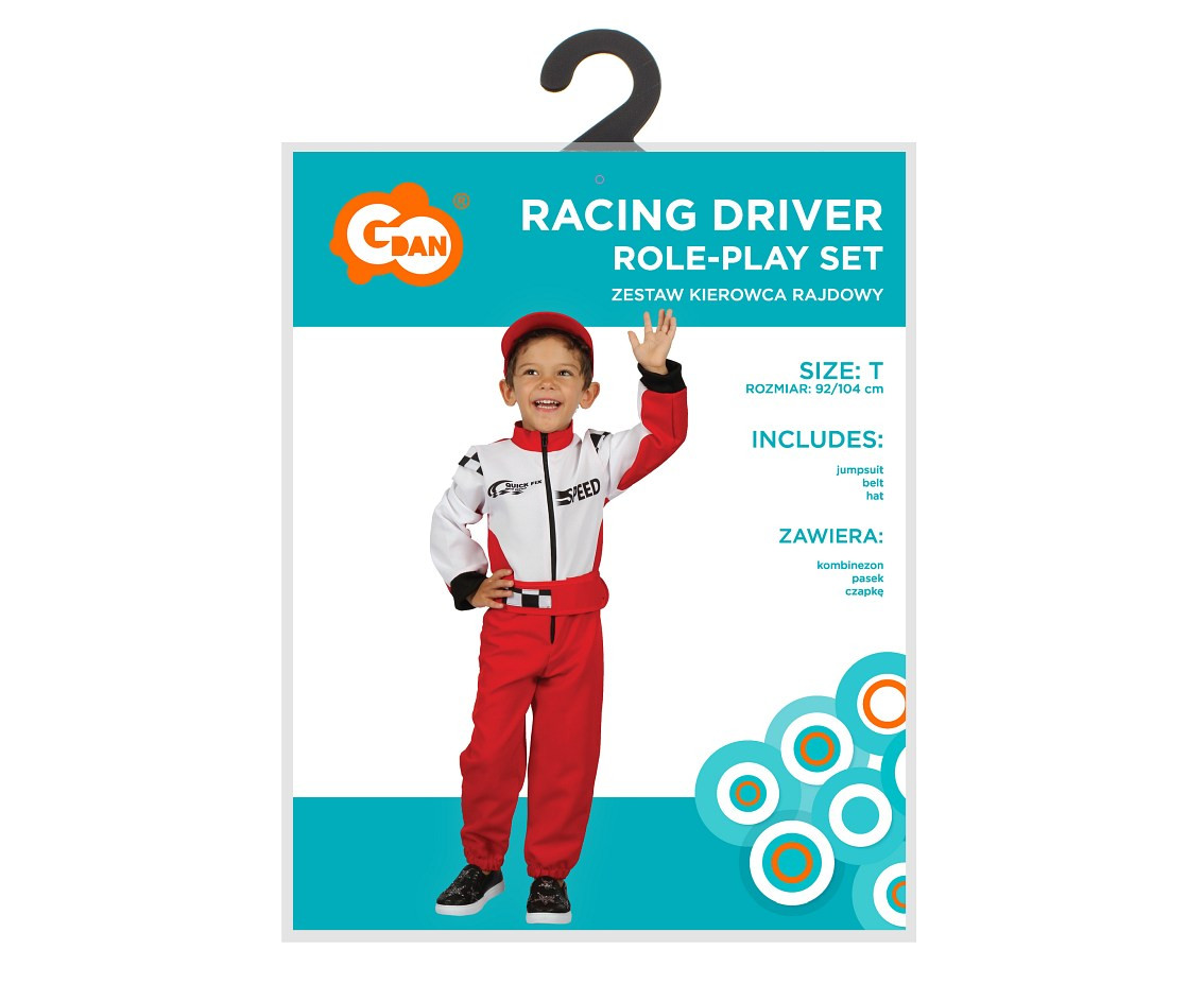 Role play-set for child Racing Driver (jumpsuit, belt, hat), size 92/104 cm