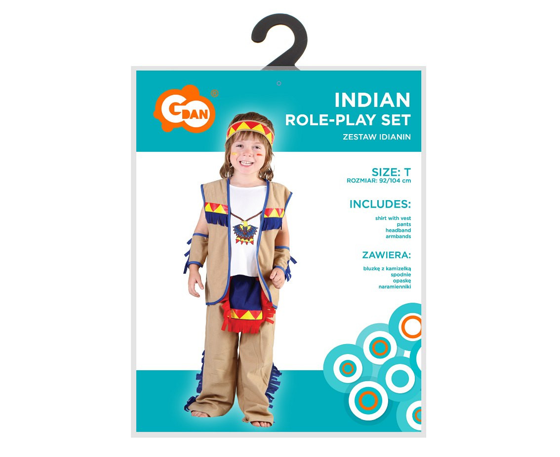 Role play-set for child Indian (shirt with vest, pants, headband, armbands), size 92/104 cm