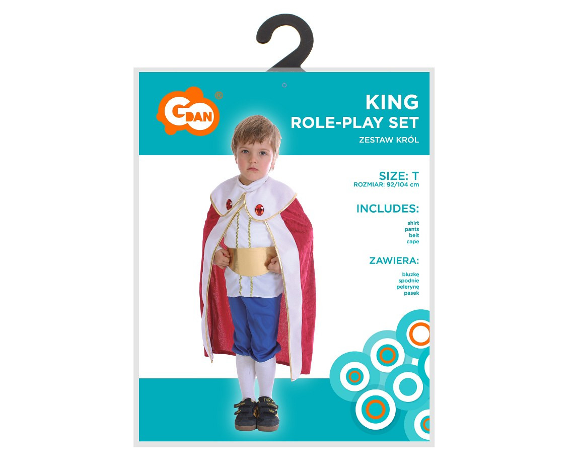 Role play-set for child King (shirt, pants, belt, cape), size 92/104 cm