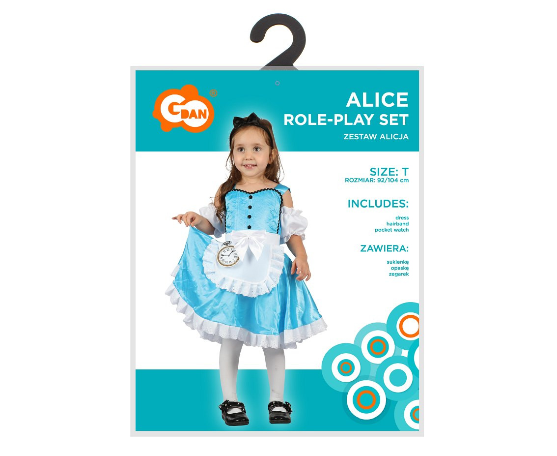 Role play-set for child Alice (dress, hairband, pocket watch), size 92/104 cm