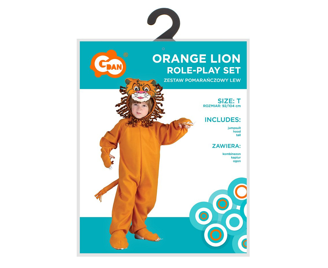 Role play-set for child Orange Lion (jumpsuit, hood, tail), size 92/104 cm
