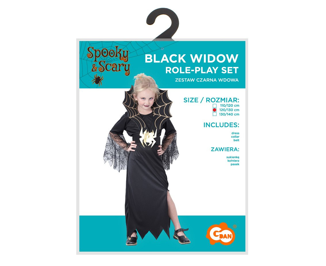 Role play-set for kids Black Widow (dress, collar, belt), size 120/130 cm