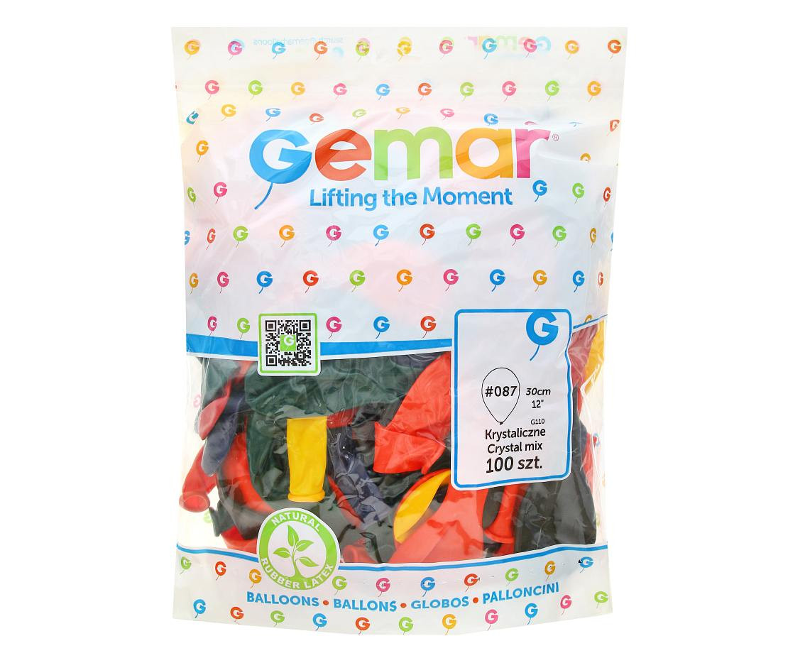 Balloons Gemar 12", crystal mix, 100pcs EOL