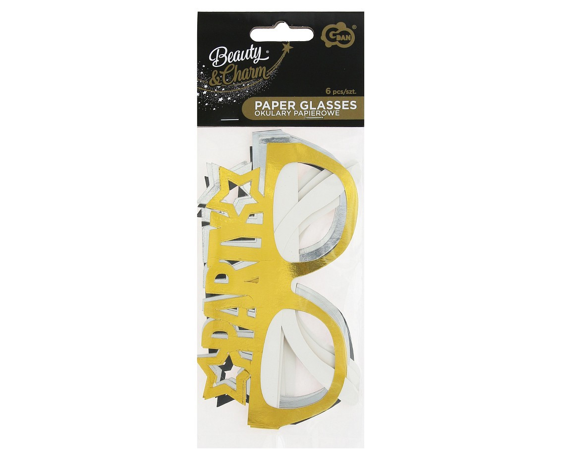 B&C Paper Glasses Party, black, silver, gold, 6 pcs.