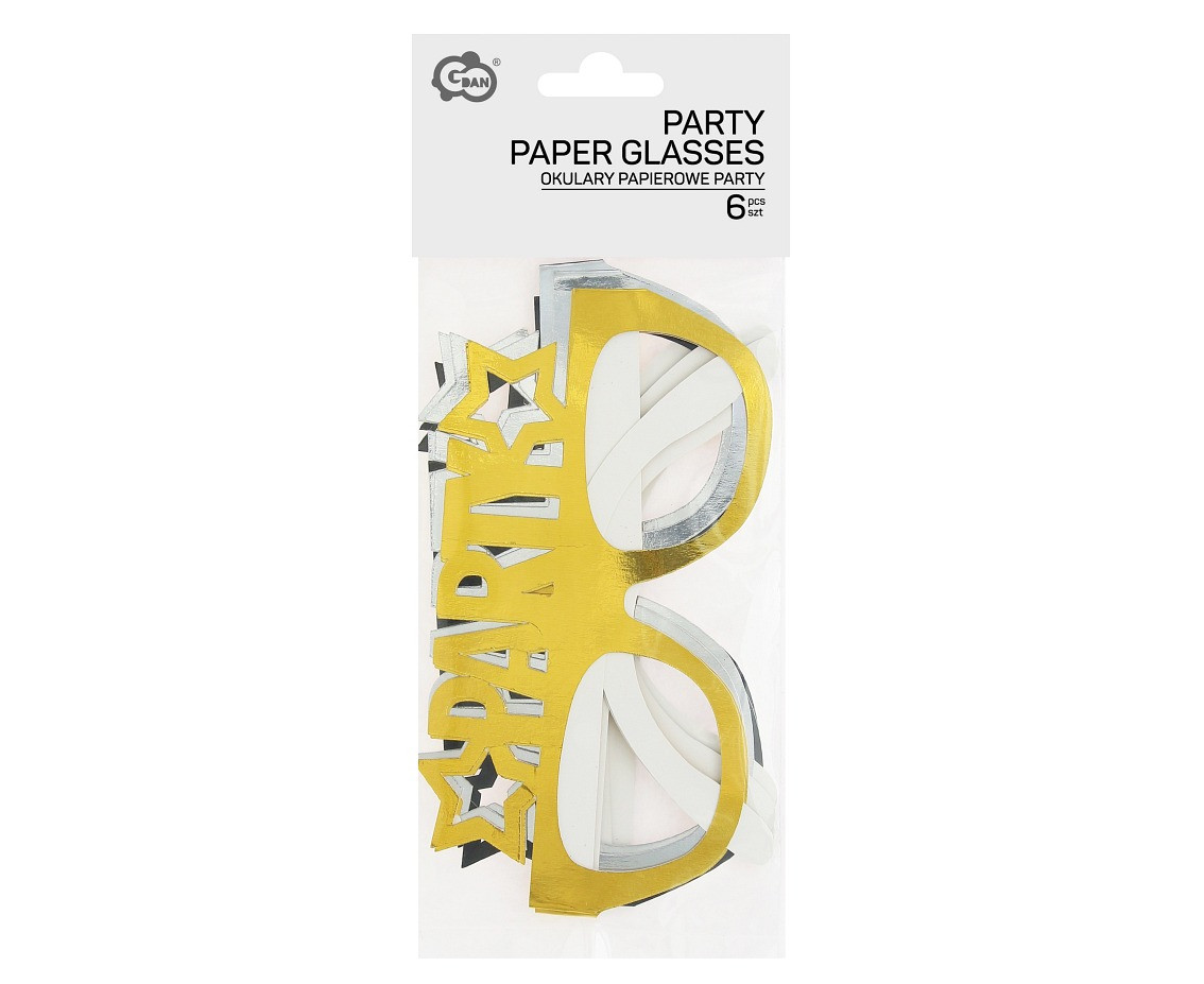 B&C Paper Glasses Party, black, silver, gold, 6 pcs.