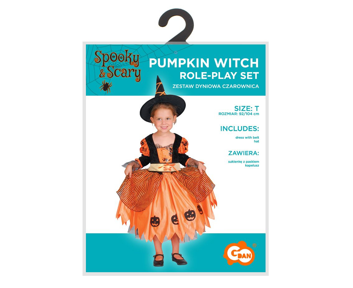Role play-set for child Pumpkin Witch (dress with belt, hat), size 92/104 cm