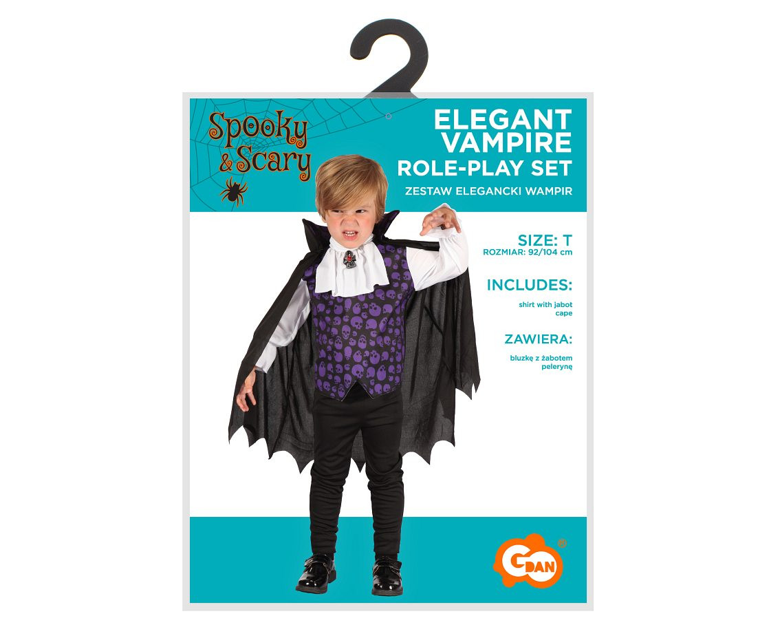Role play-set for child Elegant Vampire (shirt with jabot, cape), size 92/104 cm
