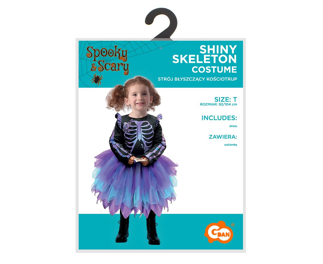 Costume for child Shiny Skeleton (dress), size 92/104 cm