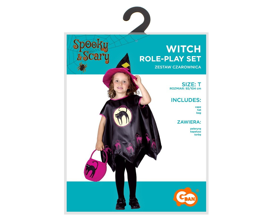 Role play-set for child Witch (cape, hat, bag), size 92/104 cm EOL