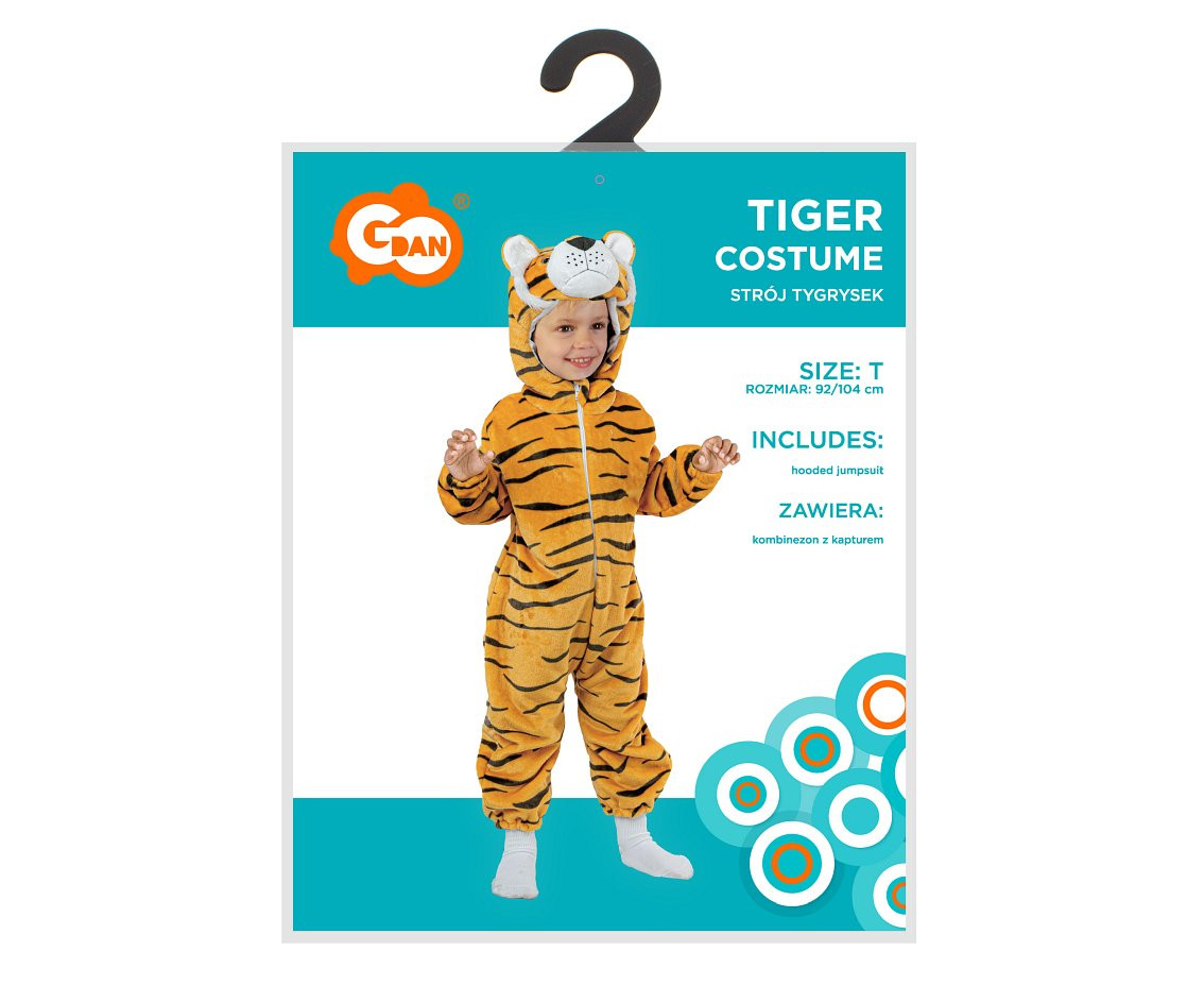 Costume for child Tiger (hooded jumpsuit), size 92/104 cm