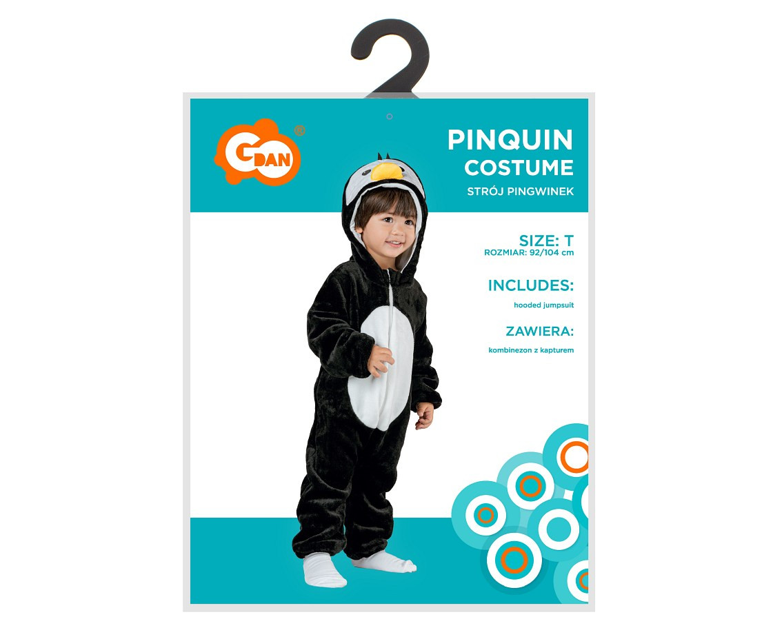 Costume for child Pinquin (hooded jumpsuit), size 92/104 cm