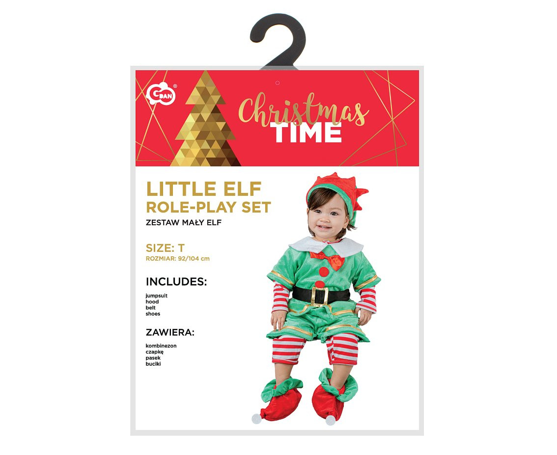 Role play-set for child Little Elf (jumpsuit, hood, belt, shoes), size 92/104 cm