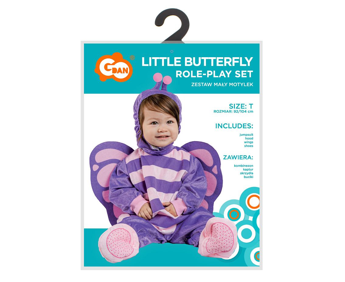 Role play-set for child Little Butterfly (jumpsuit, hood, wings, shoes), size 92/104 cm EOL