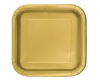 Paper plates, gold, 18 cm, square, 16 pcs.