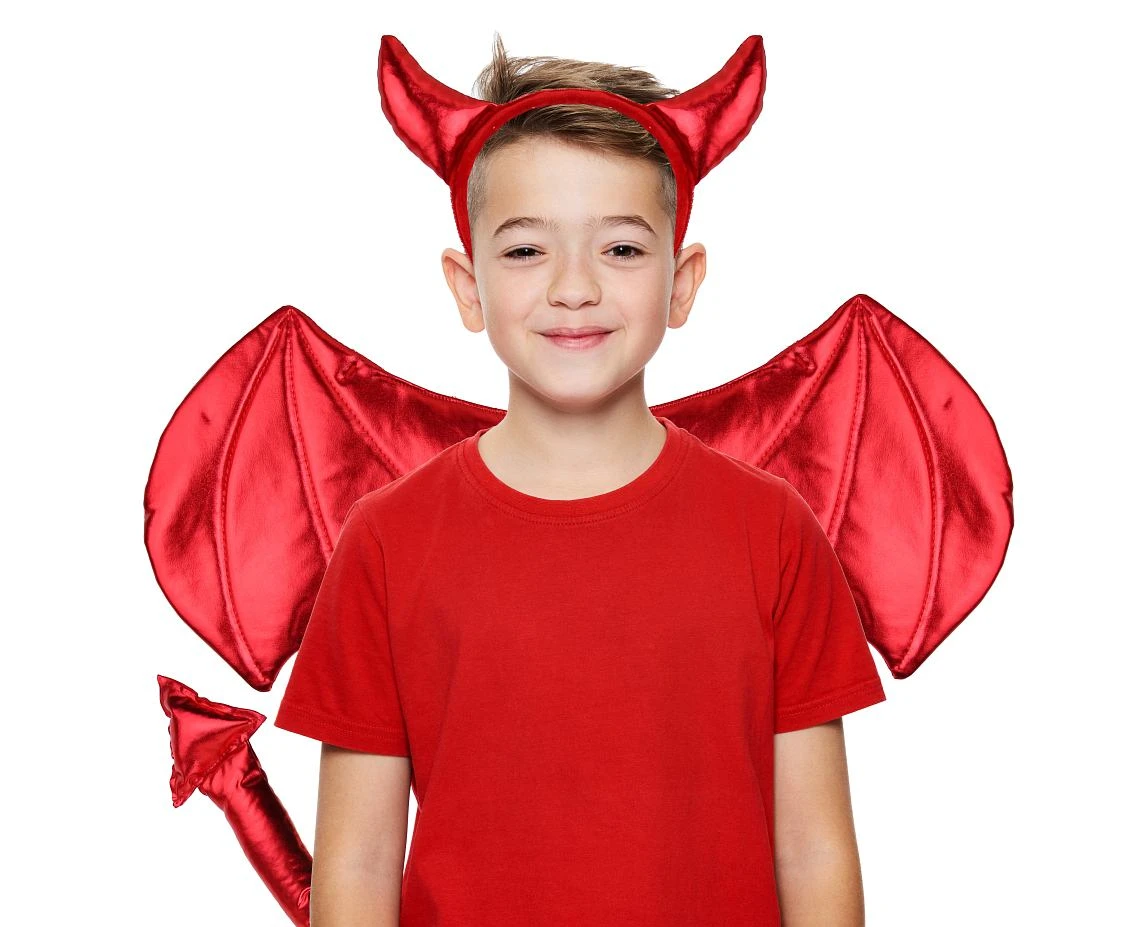Red Devil role-play set (headband, wings, tail)