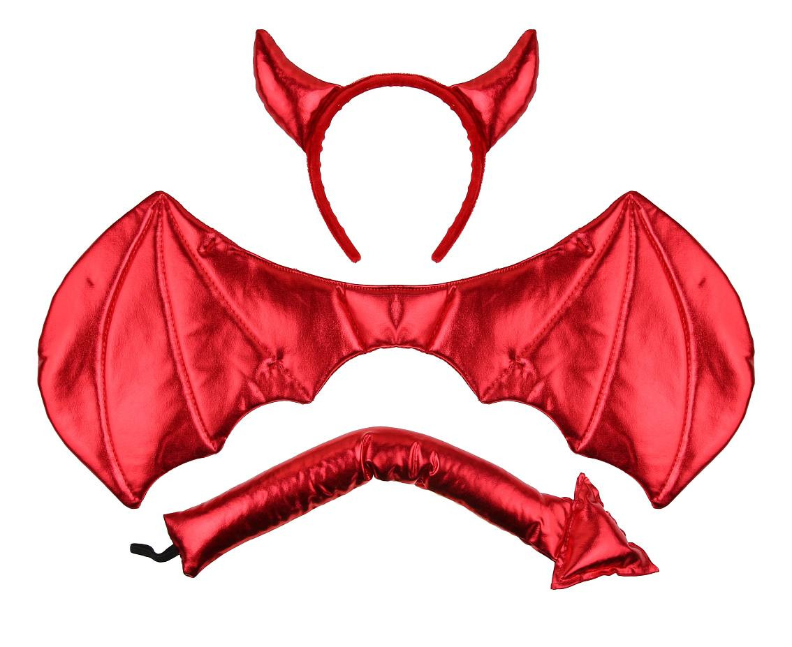 Red Devil role-play set (headband, wings, tail)
