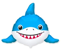 Foil balloon 24" FX - Smiling shark (head),  unpacked (flat)