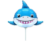Foil balloon 14" FX - Smiling shark (head),  unpacked (flat)