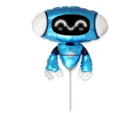 Foil balloon 14" FX - Robot Blue,  unpacked (flat)