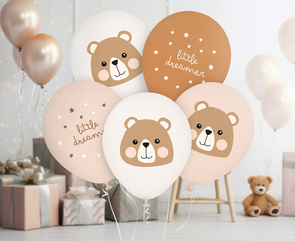 Balloons Gemar 13", pastel premium helium dreamer teddy bear, 5pcs