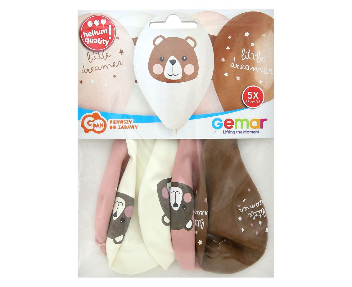 Balloons Gemar 13", pastel premium helium dreamer teddy bear, 5pcs
