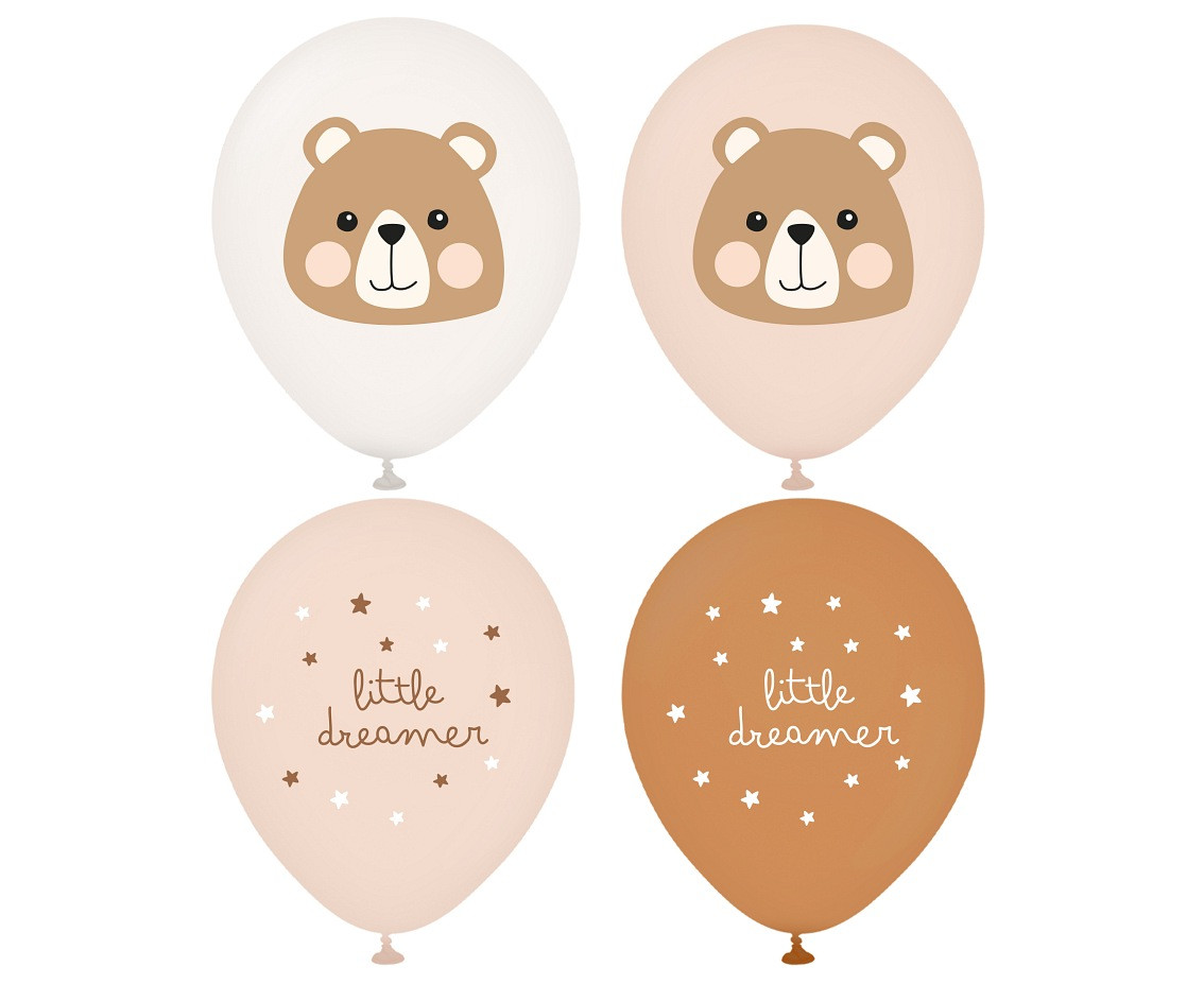 Balloons Gemar 12", pastel premkum helium dreamer teddy bear, 5pcs