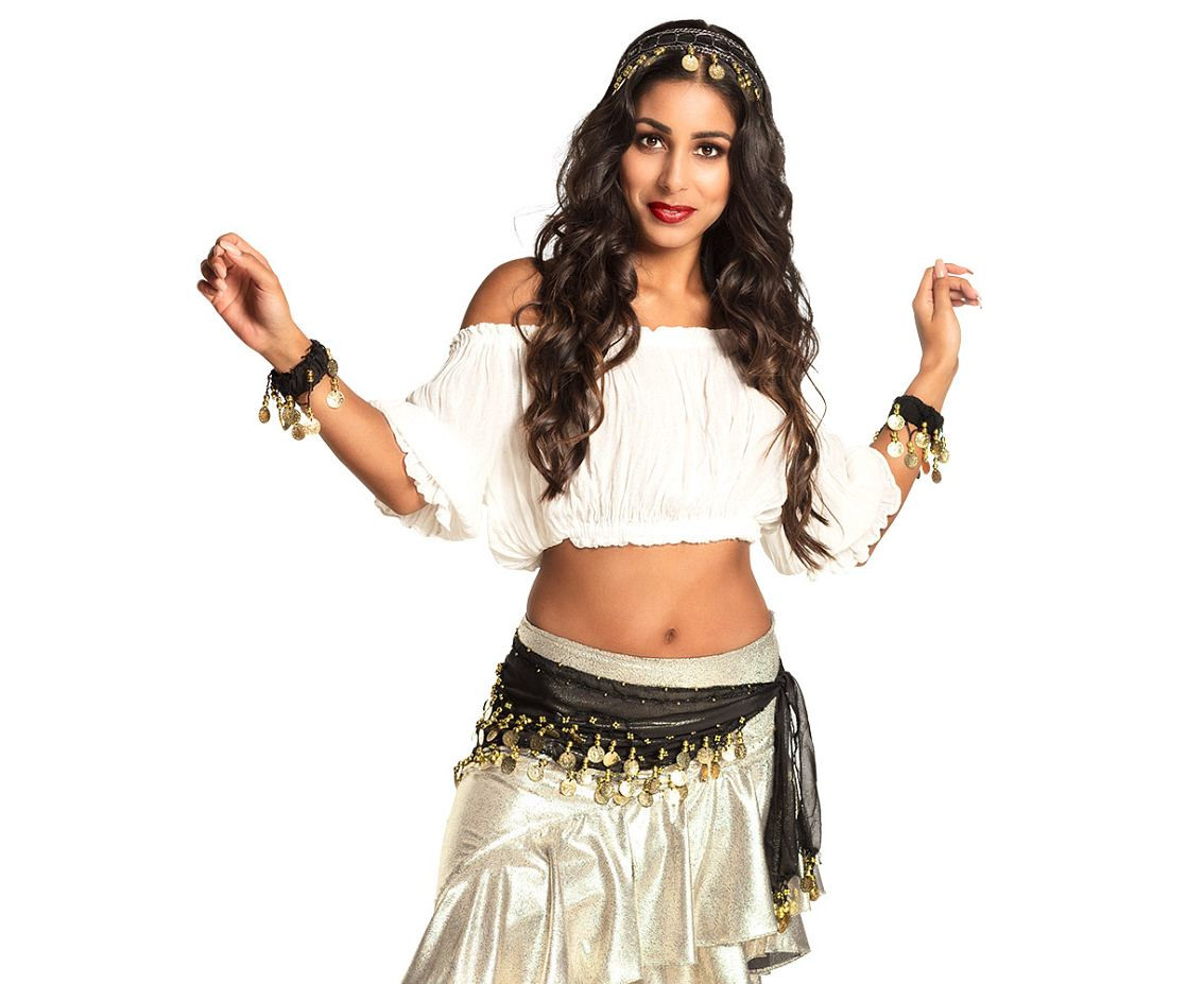 Gypsy Costume Set (black headband, 2 bracelets, belt)