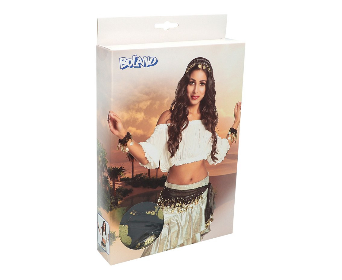 Gypsy Costume Set (black headband, 2 bracelets, belt)