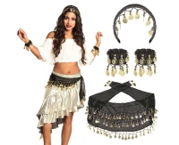 Gypsy Costume Set (black headband, 2 bracelets, belt)