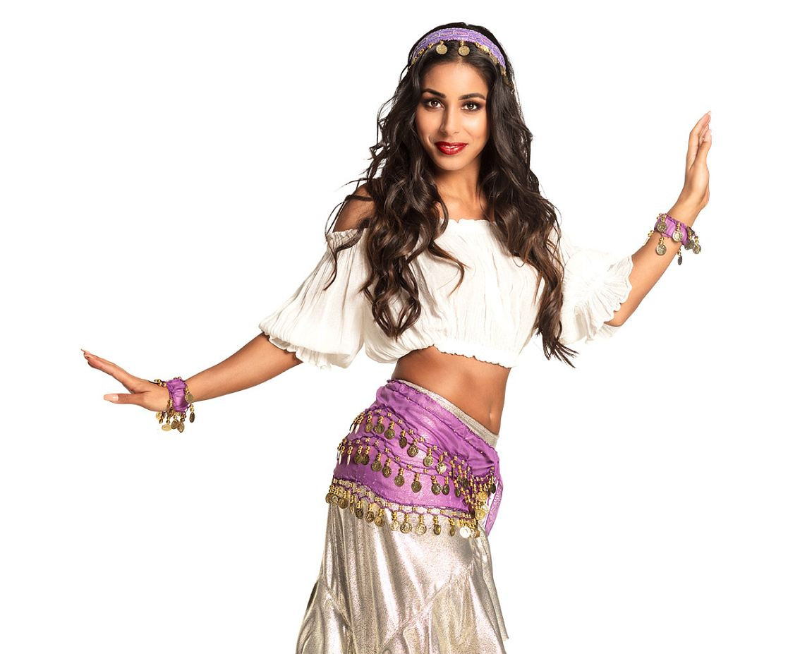 Gypsy Costume Set (purple headband, 2 bracelets, belt)