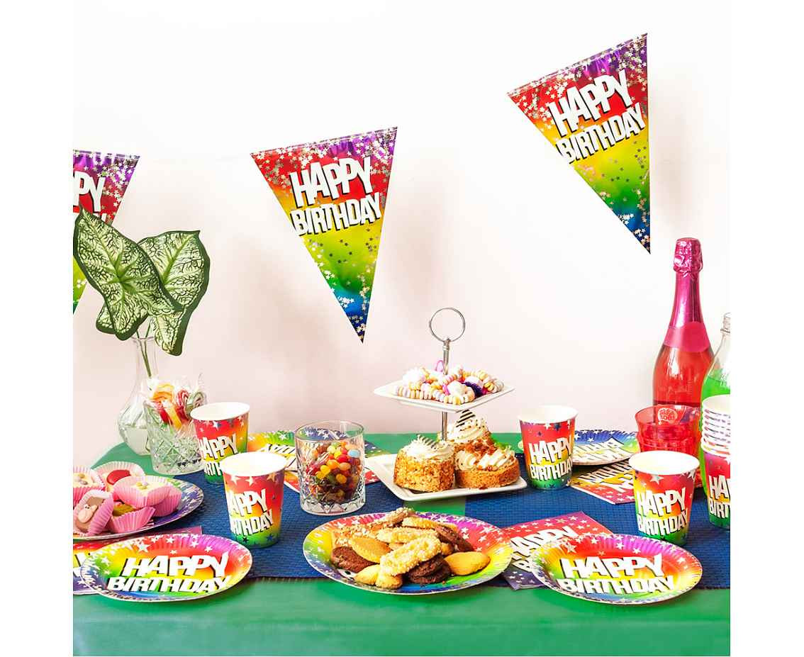 Paper plates 'Rainbow Happy Birthday', 18 cm, 10 pcs.