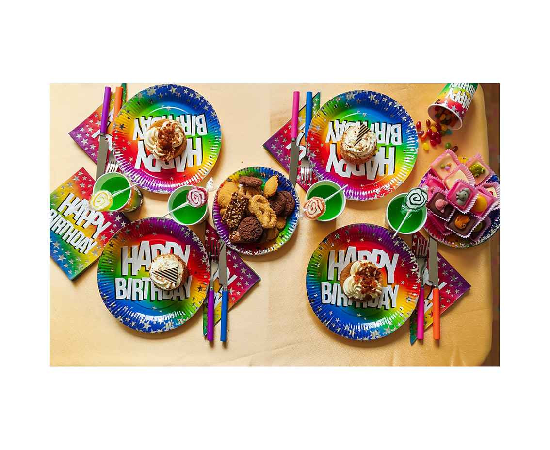 Paper plates 'Rainbow Happy Birthday', 18 cm, 10 pcs.