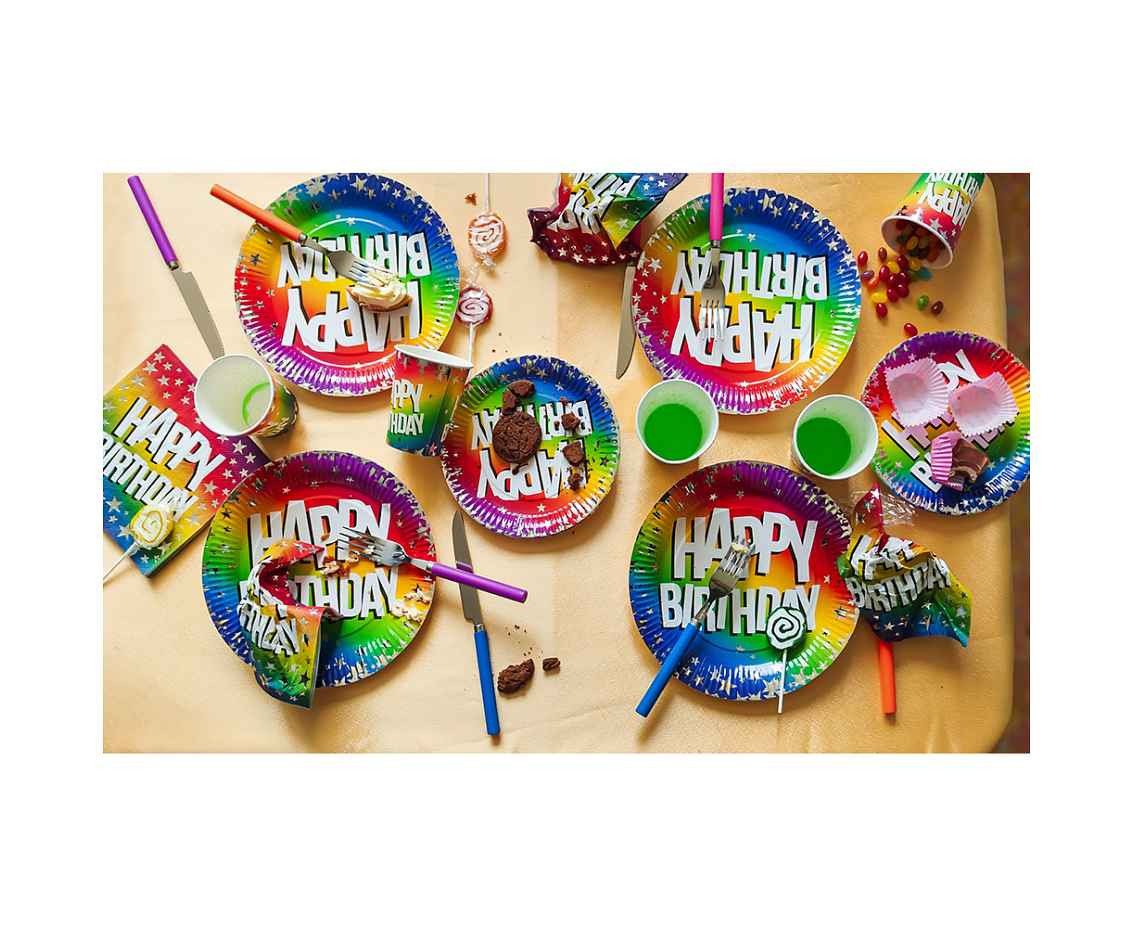 Paper plates 'Rainbow Happy Birthday', 18 cm, 10 pcs.
