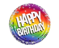 Paper plates 'Rainbow Happy Birthday', 18 cm, 10 pcs.