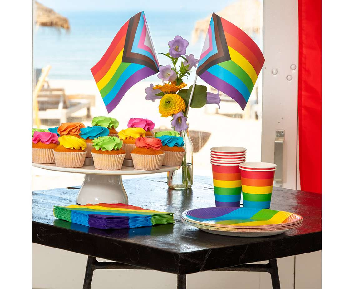 Rainbow paper plates, 23 cm, 8 pcs.