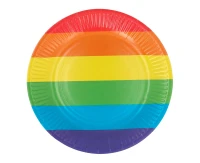 Rainbow paper plates, 23 cm, 8 pcs.