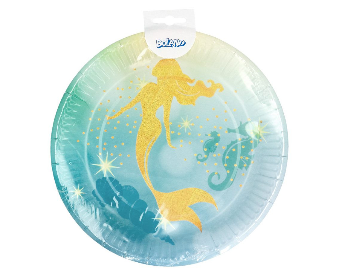 Mermaid paper plates, 23 cm, 10 pcs.
