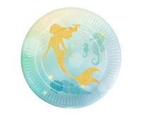 Mermaid paper plates, 23 cm, 10 pcs.